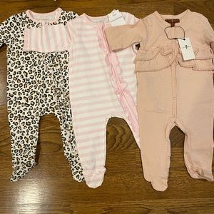 Baby Girls 3-6 Month Footed Onesies (3)